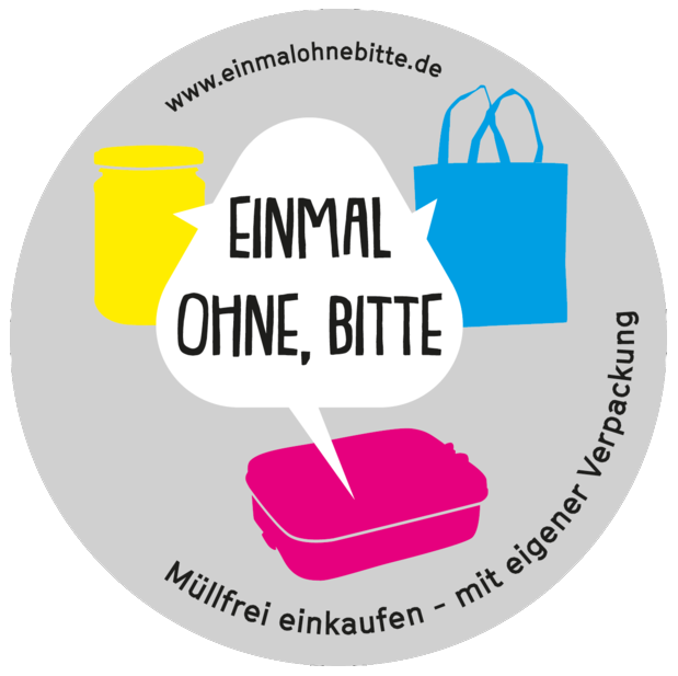 Logo der Kampagne Einmal ohne, bitte - Müllfrei einkaufen - mit eigener Verpackung